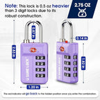 SURE LOCK TSA-Approved 4-Digit Resettable Combination Luggage Lock with Open Alert, Easy-Read Dials - for Luggage, School Lockers, Gym, Office, Toolbox & Security Cases (Purple 2 Pack)