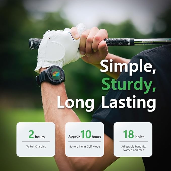 Voice Caddie A3 Golf Watch Subscription Free with Green Undulation, 40k+ Preinstalled Courses, Lightweight w/Slope Mode 1.3" Color Touchscreen, Pin Reload, Smart Green View Golf GPS & Fitness Mode BK