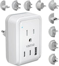 VINTAR Universal Travel Adapter Kit, International Power Adapter with 3 USB Ports (2 USB C, 3.4A) and 2 AC, Type A,C,D,E/F,G,H,I,L,M Detachable Attachments, Adapter for India/Africa/EU/UK//AU/JP/US