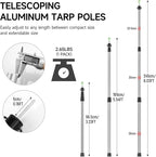 SANLIKE Tarp Poles Telescoping Tent Poles, 96" Aluminum Canopy Poles Extendable Pole for Awning Shelter Camping Backpacking Hiking Picnic, Set of 4, Silver