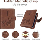 Passport Holder Wallet Cover Personalized Letter A-Z Travel Wallet RFID Blocking Passport Cover Wallet Case for Travel Passport Book Holders for Women and Men, Brown-I