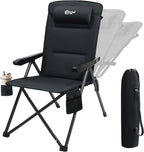 Portal Reclining Camping Chair with Adjustable Back Folding Camp Recliner for Adults Portable High Back Oversized, 400LBS (Black)