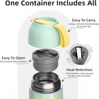 Thermo for Hot Food for Adults Kids | Wide Mouth, 26 oz Insulated Food Jar with Spoon, Leakproof Soup Thermo for School Office Travel, Thermal Steel Lunch Container Easy to Carry (Green)