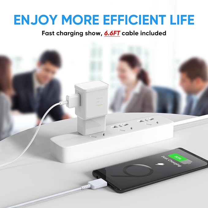 Type C Charger Fast Charging, 2 Pack USB C Android Phone Wall Charger Block & 6.6ft Charge Cable Cord, for Samsung Galaxy S8/ S9/ S10 Plus Active S10e, S20/ S21 Ultra Plus, Note 8 9 10, Pixel 3 4 etc
