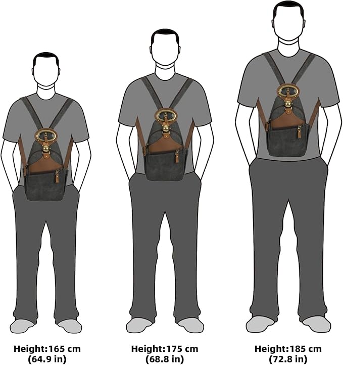 KouLi Buir Canvas Sling bag,Small Crossbody Backpack,Convertible Chest Bag Casual Daypack For Outdoor Cycling Hiking Travel (B3611-Black-N)