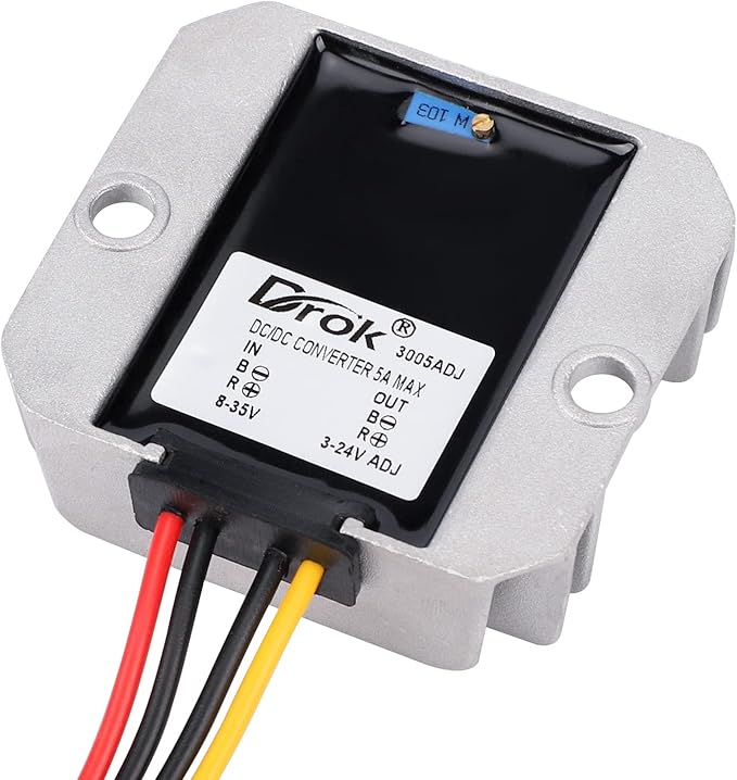 DROK Voltage Regulator 2pcs, DC to DC Buck Converter Adjustable 8-35V to 3-24V 5A, 24V to 12V Step Down Converter 12V Power Supply