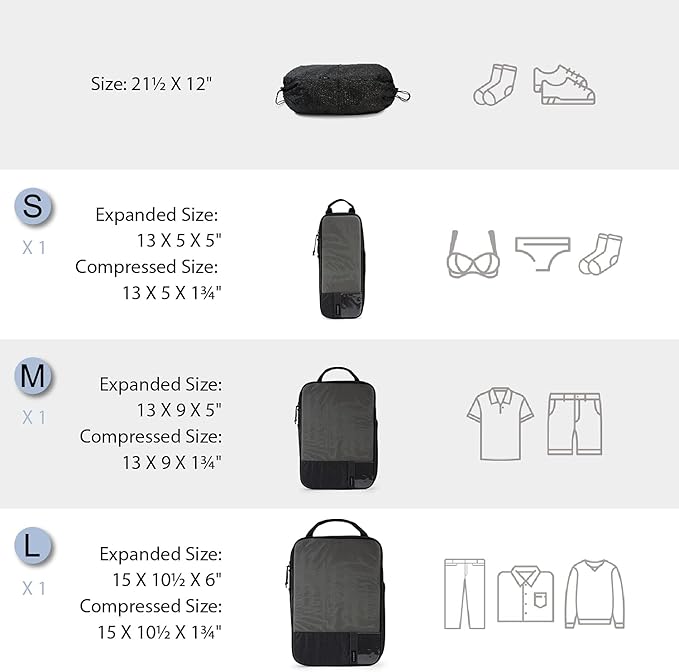 BAGSMART 6 Set /4 Set/2 Set Compression Packing Cubes for Travel, Lightweight Luggage Organizer Bags, Durable Space Saver Bags Travel Essentials