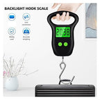 Portable Hand Held Digital Luggage Scale, 50kg/10g Hanging Scale with Hook and Measuring Tape – for Travel, Fish, and Parcels(Small Hook)