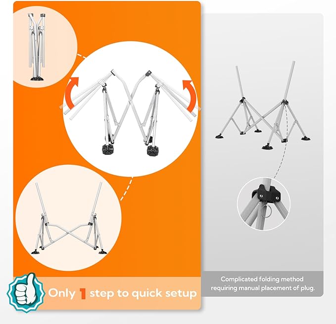 Oversized Hammock Camping Chairs, Folding Swing Chair with 1-Step Design, Swinging Hammock Chair with Adjustable Backrest, Lumbar Support & Headrest for Outdoor&Indoor, Support 400LBS, Blue