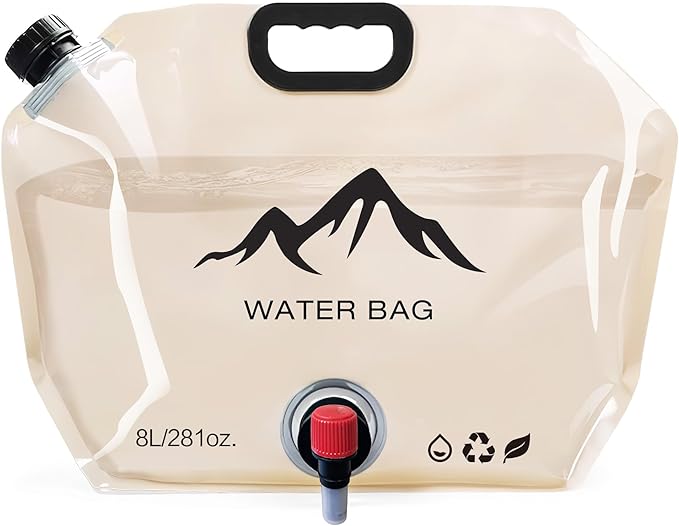 Collapsible Water Container with Spigot, 2.1 Gallon (8L) BPA-Free Portable Water Bladder – Leakproof Foldable Jug for Camping, Emergency Storage, Hiking & Outdoor Travel