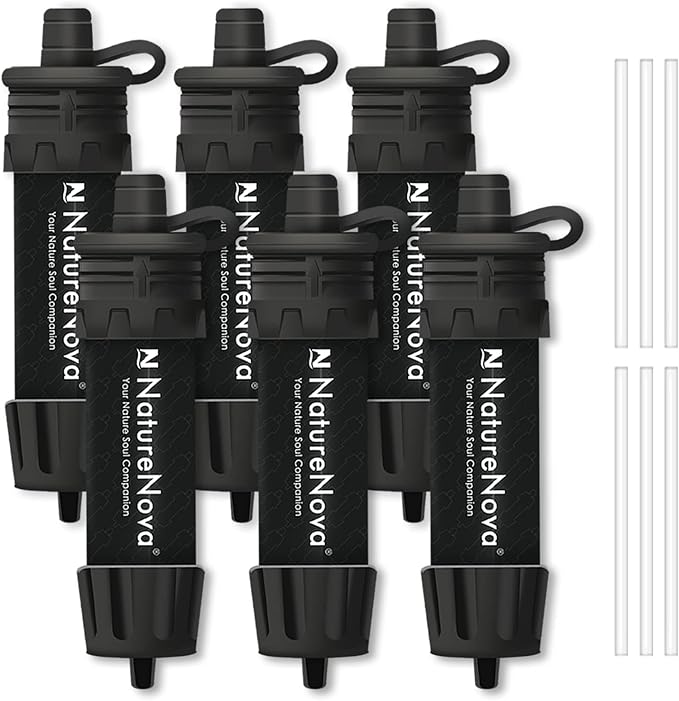 Mini Water Filter NatureNova Portable Emergency Water Filtration System Hiking Camping Straw Survival Gear Emergency Preparedness