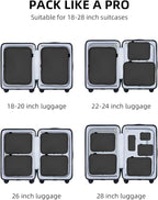 6 Set Compression Packing Cubes, Suitcase Storage Bags for Clothes and Travel Essentials (Pure Black)
