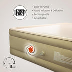 King Air Mattress with USB Rechargeable Built-in Pump, Wireless Inflatable Airbed, FlexWeave Tech for 1100 lbs Enhanced Support, Portable for Home & Camping, Leak Proof Design, Carry Bag