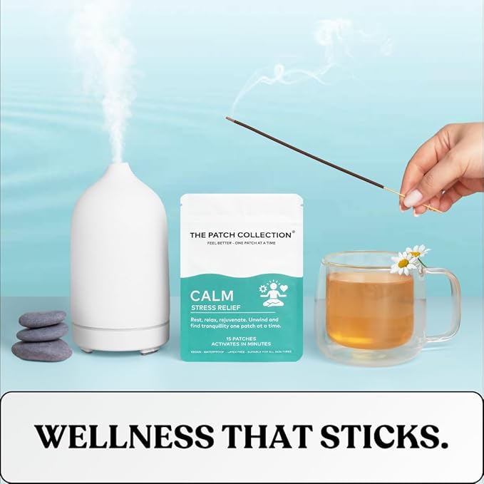 The Patch Collection® - Calm Patch | Unwind & Decompress | Ashwagandha, Valerian Root, Passion Flower, Vitamin B | 8 Hour Calmness | Vegan & Latex Free (Pack of 15)