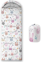 Sleeping Bags for Adults and Kids，3D Printing Camping Sleeping Bag for Girls Boys Lightweight Waterproof Cold/Warm 3-Season，Outdoor Travel with Compression Bags