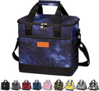 iknoe Large Cooler Bag Collapsible, 15L Insulated Bags, Leakproof Lunch Cooler Tote with Multi-Pockets for Adult, Insulated Lunch Box for Beach, Picnic,Work, Galaxy