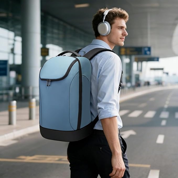 FUTURE AESTHETICS Business Smart Backpack Waterproof for women,men,Fight Approved Durable Backpack suitable as overnight and travel backpack (Light blue)