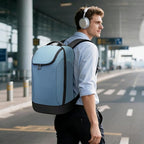 FUTURE AESTHETICS Business Smart Backpack Waterproof for women,men,Fight Approved Durable Backpack suitable as overnight and travel backpack (Light blue)