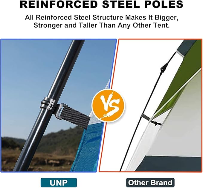 UNP Tents 6 Person Waterproof Windproof Easy Setup,Double Layer Family Camping Tent with 1 Mesh Door & 5 Large Mesh Windows -10'X9'X78in(H)
