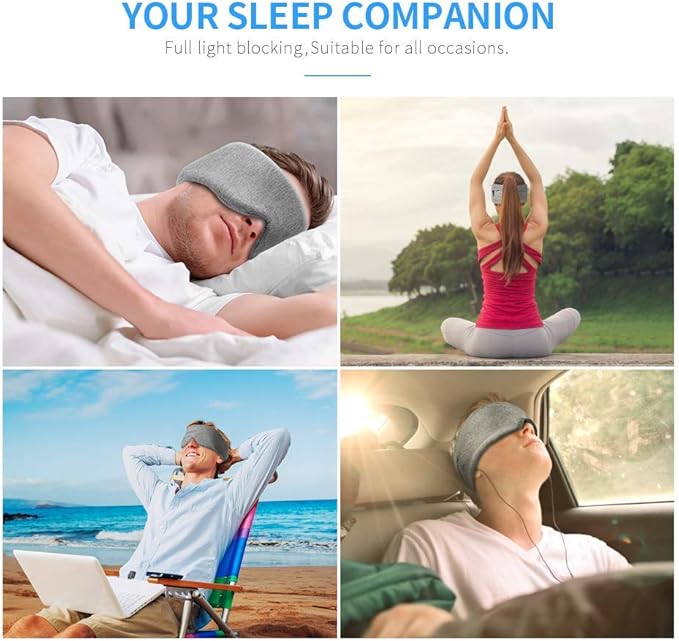 FRESHME Cotton Sleep Eye Mask for Men - Upgrade Design Blackout Side Sleeper Eyes Cover for Night Sleeping, Large Size Wide Soft Travel Airplane Blindfold with Adjustable Velcro Strap for Work Nap