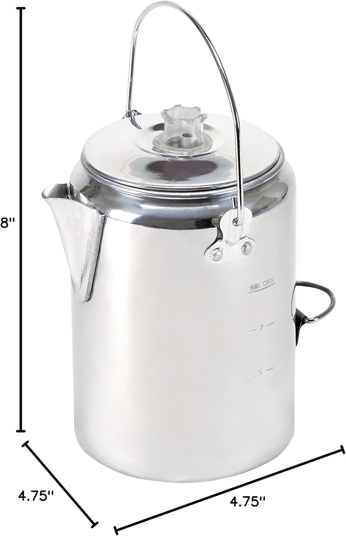 Stansport Aluminum Percolator Coffee Pot with Wire Handle