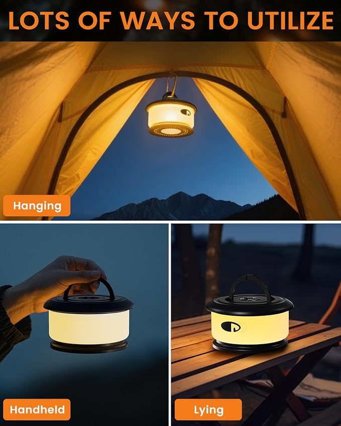 Camping String Lights, Retractable 32.8ft RGB Flash Lamp, Rechargeable Fairy LED Rope Lights Outdoor Waterproof, Portable Hanging Lantern for Outside Tent Patio Awning Garden RV Essentials