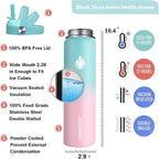SENDESTAR Stainless Steel Wide Mouth Water Bottle 24oz Double Wall Vacuum Insulated Leak Proof Bottle with New Flex Straw Lid & Spout Lid