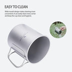 iBasingo 200ml Titanium Mug with Lid Tea Coffee Water Cup Outdoor Camping Pot Ultra-light Portable Hiking Backpacking Cooking Kit Picnic Tableware Drinkware with Foldable Handle Ti3033D