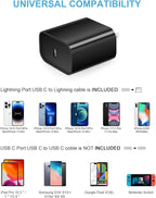 10FT iPhone 14 13 12 Charger Fast Charging 20W PD USB C Wall Charger with 10FT Fast Charging Cable Compatible iPhone 14/13/12/11/Pro/Pro Max/Mini/Xs Max/XR/X, iPad - Black