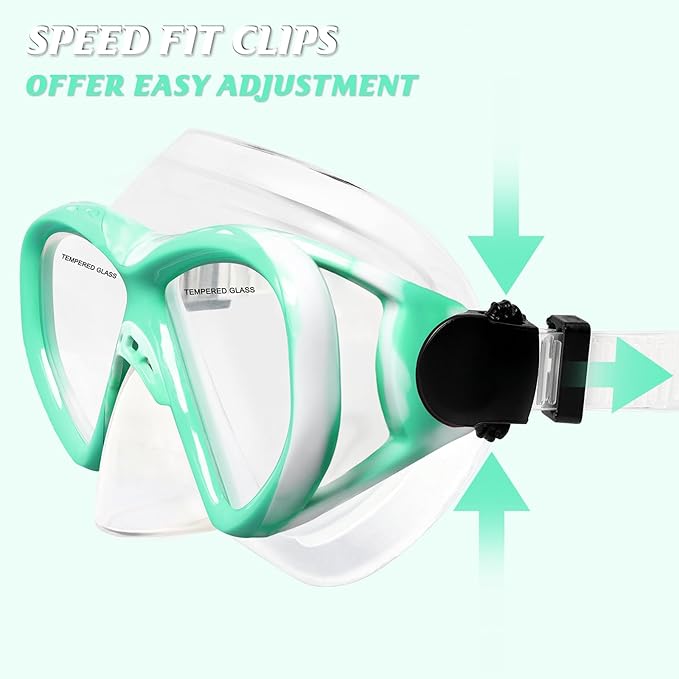Kids Swim Goggles Snorkel Diving Mask for Boys Girls Ages 5-15, Two-Color Anti-Fog Swimming Goggles with Nose Cover