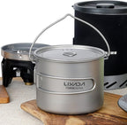 HUIOP Titanium Pot, 750ml/900ml/1100ml Ultralight Titanium Pot Water Mug Cup with Lid and Foldable Handle Outdoor Camping Cooking Picnic