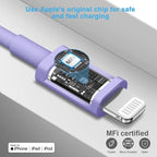 iPhone 14 13 12 Fast Charger 20W PD USB C Wall Charger with 6FT Fast Charging Cable for iPhone 14/14 Pro/14 Pro Max/14 Plus/13/12/11/Pro/Pro Max/Mini/Xs Max/X, iPad - Purple