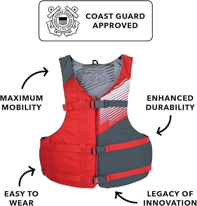 Stohlquist FIT Adult Life Jacket, US Coast Guard Approved Type III Life Vest, PFD for Men and Women, Easily Adjustable, Lightweight and High Buoyancy - Universal Fit (30-52" Chest)