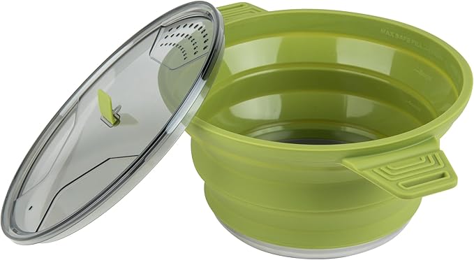 Restaurantware-Hi Tek 2.5 Liter Collapsible Camping Pot, 1 Portable Cook Pot - With Lid, Stainless Steel Bottom, Silicone Camping Cookware, For Travel Or Outdoor Hiking- Restaurantware