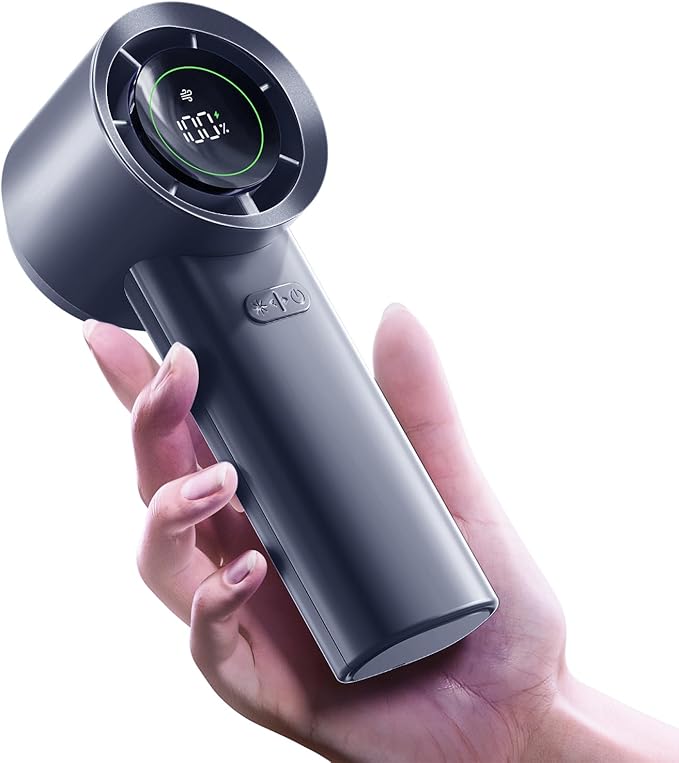 Mini Turbo Jet Fan: Portable Small Pocket Handheld Personal Rechargeable Battery Operated USB Charger Keeping Cool In Hot Weather For Travel Beach (Gray)