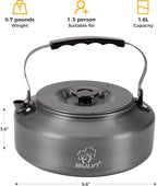Bulin Camping Kettle, 1.6L Large Portable Stovetop Tea Kettle Fast Heating Boiling Hot Water for Open Fire Lightweight Coffee Pot with Anti-Scald Handle & Carry Bag for Outdoor Hiking Picnic Travel