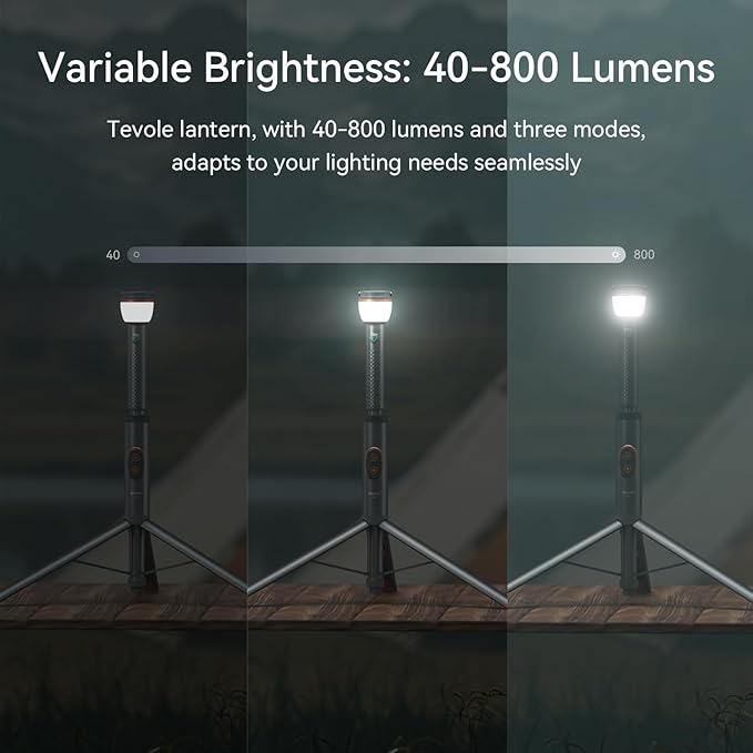 Camping Light Telescopic Collapsible 800 Lumens IP65 Waterproof Smart Remote Magnetic Base USB Rechargeable Battery Adjustable Height for Outdoor Adventure Hiking Emergency Lighting