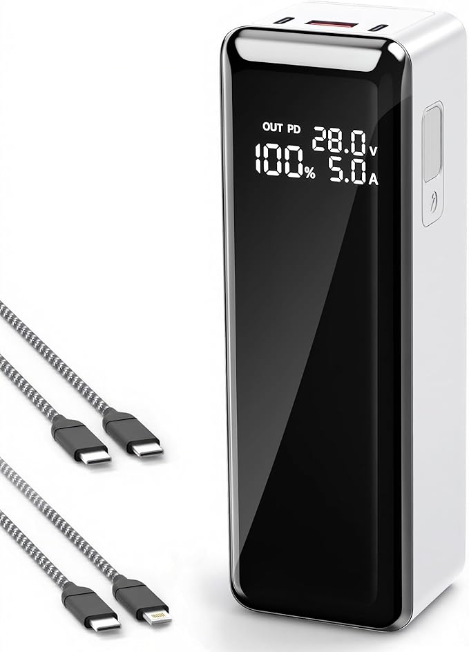 140W Power Bank,40,000mAh 3 USB-C-Port Laptop Portable Charger(148Wh), Digital Display,PD3.1 Fast Charging External Battery Pack Compatible with PC/iPhone 16/15/14/15 Series and More