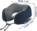 napfun Neck Pillow for Travel with Travel Pouch, Sleep Mask & Earplugs, Memory Foam Airplane Pillow for Headrest Sleep with Eyeshades, Plane Essentials with Eye Blindfold, Deep Blue Striped Kit