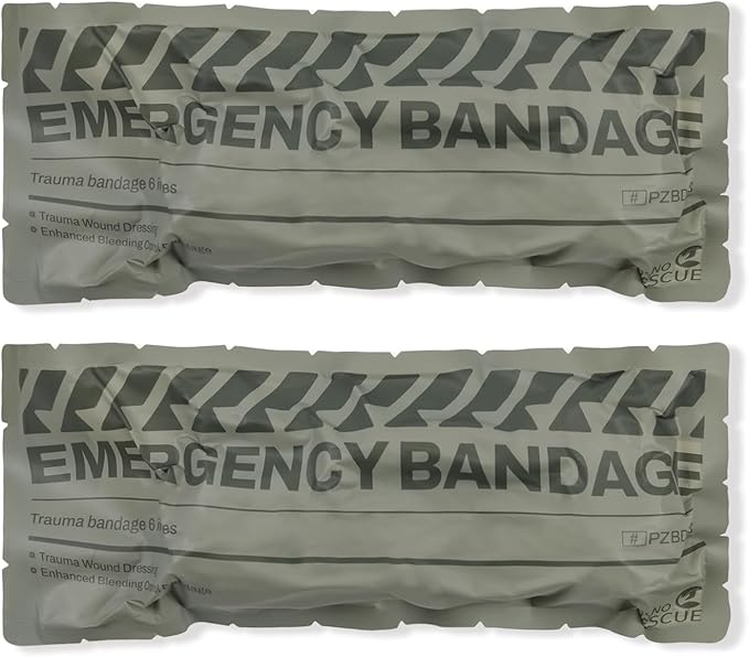 RHINO RESCUE 6" Israeli Style Emergency Bandage, Compression Trauma Wound Dressing, Medical Sterile Vacuum Sealed, Combat Tactical First Aid Kit IFAK Supplies, 2 Count