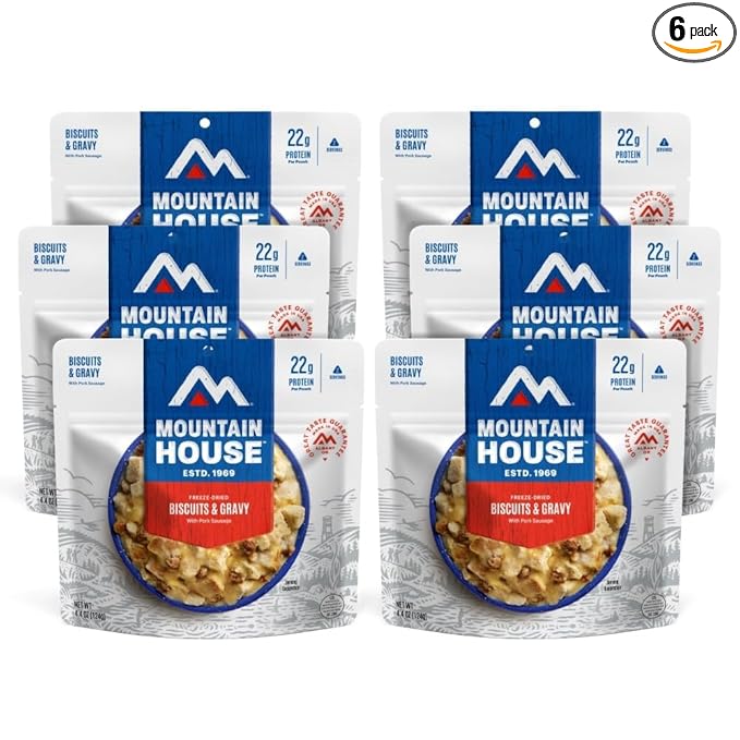 Mountain House Biscuits & Gravy | Freeze Dried Backpacking & Camping Food | 6-Pack