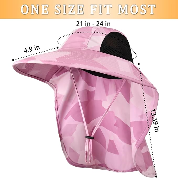 Sun Hat for Men Women with Neck Flap,UPF 50+ UV Protective Hiking Fishing Hats,Wide Brim Sun Hat for Women&Men