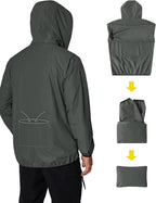 COOFANDY Men's Packable Rain Jacket Lightweight Waterproof Raincoat with Hood Travel Hiking Golf Windbreaker