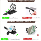 Adhesive Cable Management Clips, 50Pcs Adjustable Nylon Cable Strap Ties Wire Clips Clamps Organizer with Strong Adhesive Tape, Extra Screw & Hole for Strong Fixation Home Office - 3.55 Inch Black