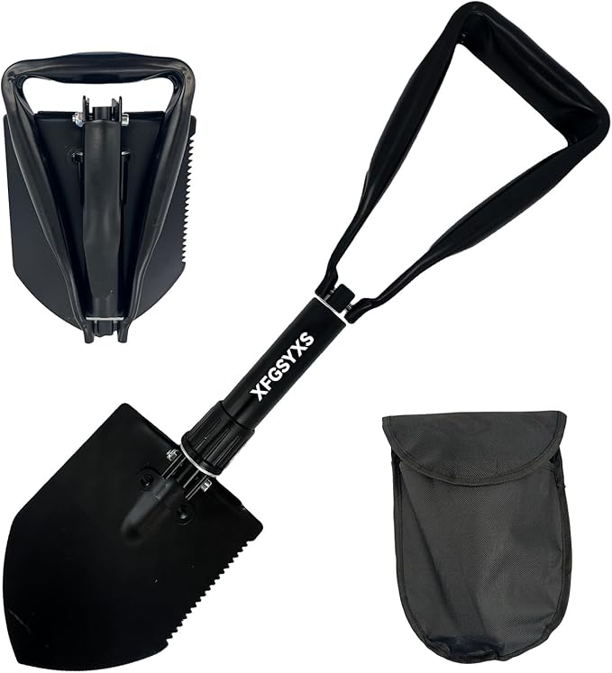 Mini Folding Camping Shovel, Lightweight Portable Small Tactical Survival Shovel, High Carbon Steel Military Shovel Entrenching Tool for Outdoor, Hiking, Digging, Backpacking, Car Emergency, Off Road