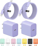 3FT iPhone 17 16 15 Charger Fast Charging USB C Charger Block Type C Chagrer Fast Charging 2-Pack for iPhone 17/17 Plus/17 Pro/17 Pro Max/iPhone 16/16 Plus/16 Pro/16 Pro Max/15 Pro Max/Samsung(Purple)