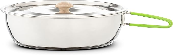 Camping Cookware Set - Compact Stainless Steel Campfire Cooking Pots and Pans | Combo Kit with Travel Tote Bag | Rugged Outdoor Cook Set for Hiking | Barbecues | Beach