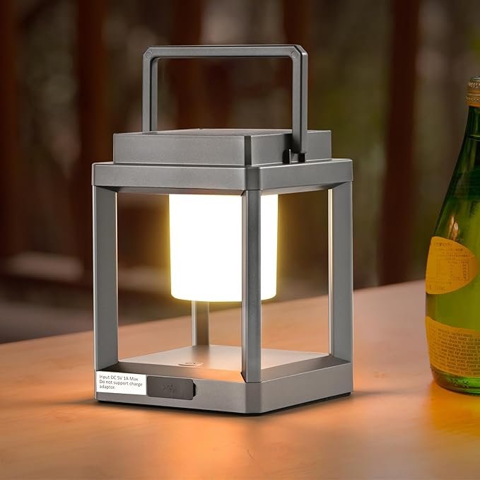 Solar Lanterns Outdoor Table Lamp, Led Lamps for Nightstand, Outdoor Table Lamp for Patio Waterproof, Cordless Battery Operated Lamp, Rechargeable Solar Lantern for Reading Decor Camping