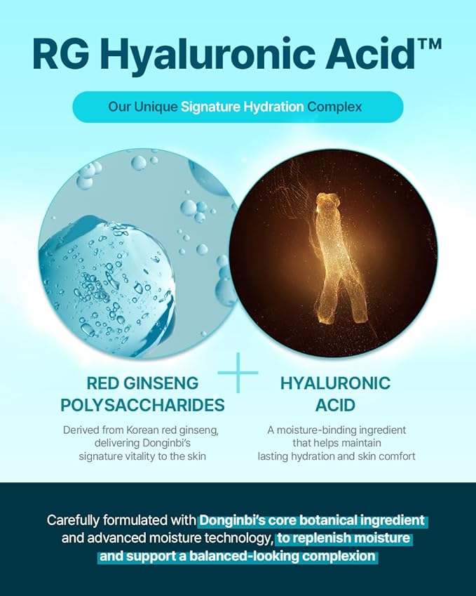 Donginbi Hydra Bounce Skin Care Set - Hydrating Toner(5.07 floz), Korean Red Ginseng Essence(4.4 floz), Firming Cream, and Face Moisturizer with Hyaluronic Acid, Korean Skin Care Gifts for Women