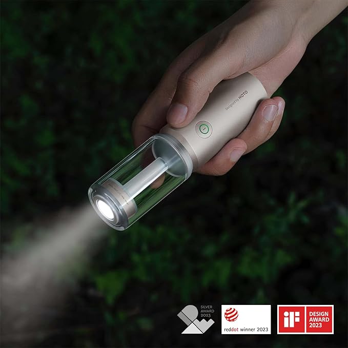 HOTO Outdoor Camping Flashlight Rechargeable, 3-in1 Camping Lantern 3100mAh, IP66 Water Resistant Camping Lamp Tent Lights with Hook, LED Flashlight for Camping, Outdoor, Emergency